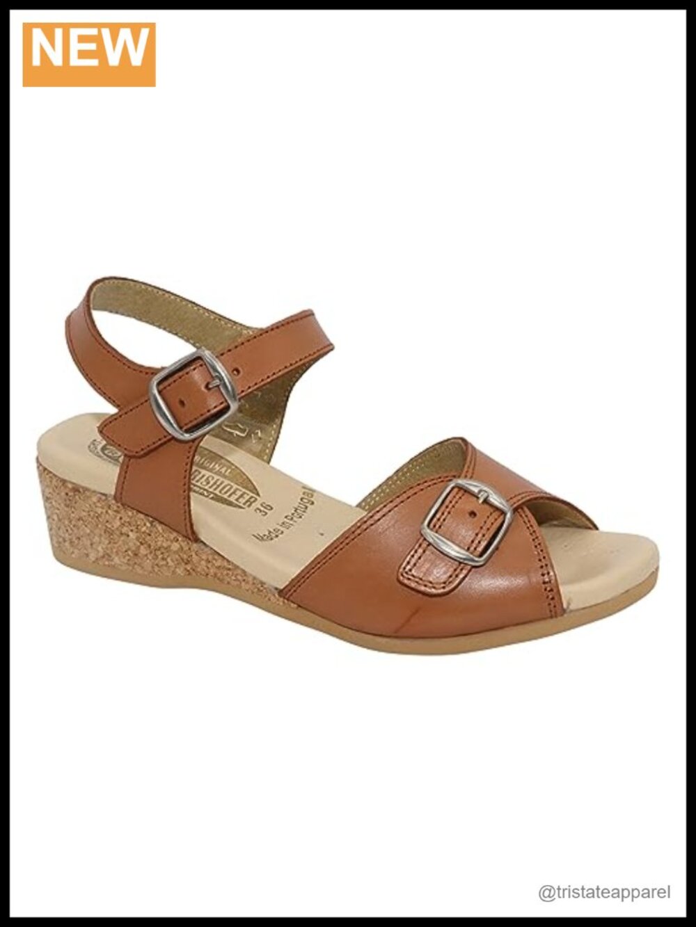 Worishofer Women's 711 Leather Ankle Strap Wedge Sandals
